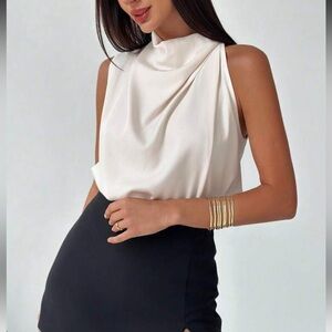 Elegant Cream Sleeveless Top